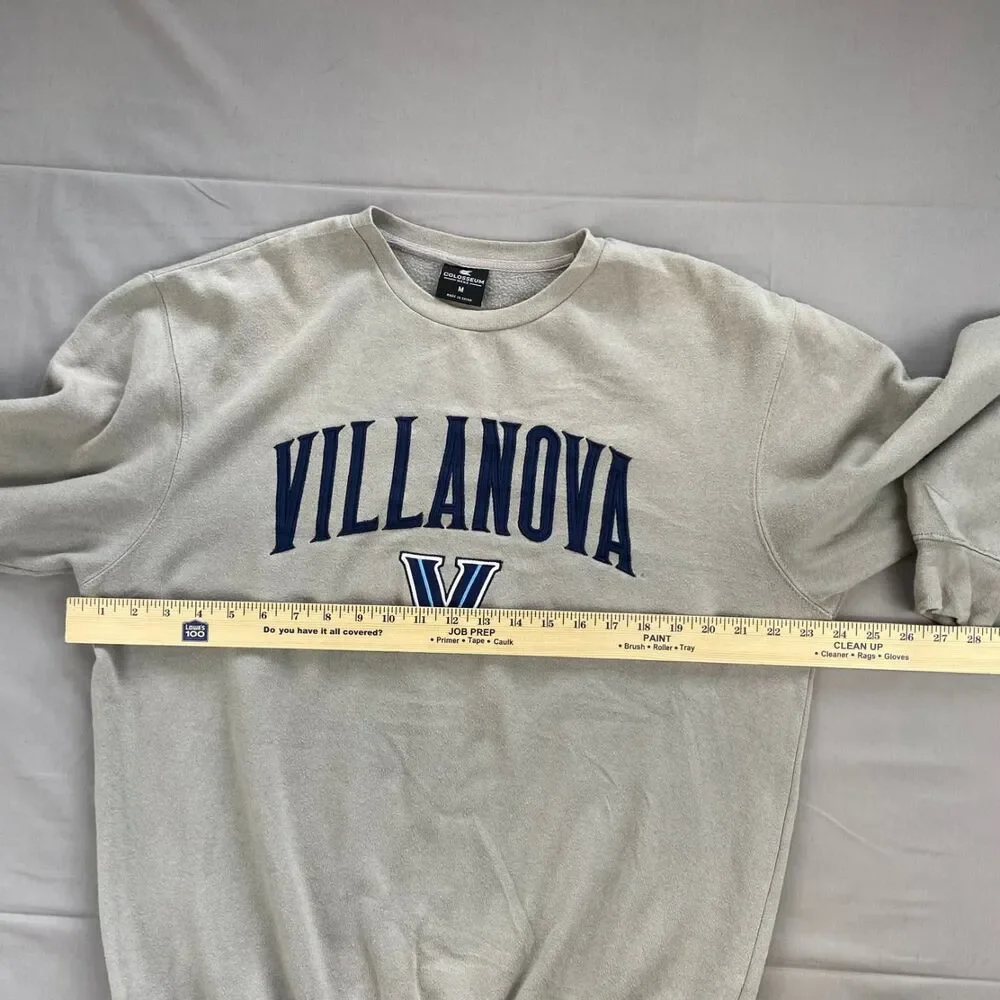 Colosseum Men's Medium Light Gray Villanova Crewneck Sweatshirt Pullover Fleece